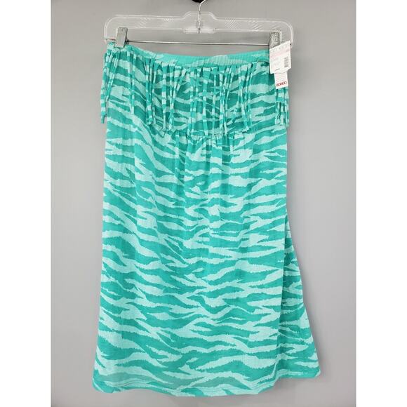 NEW 1990s 90s y2k fringe Bongo Beach Bathing Suit Cover Up JUNIORS Large zebra - Picture 1 of 6